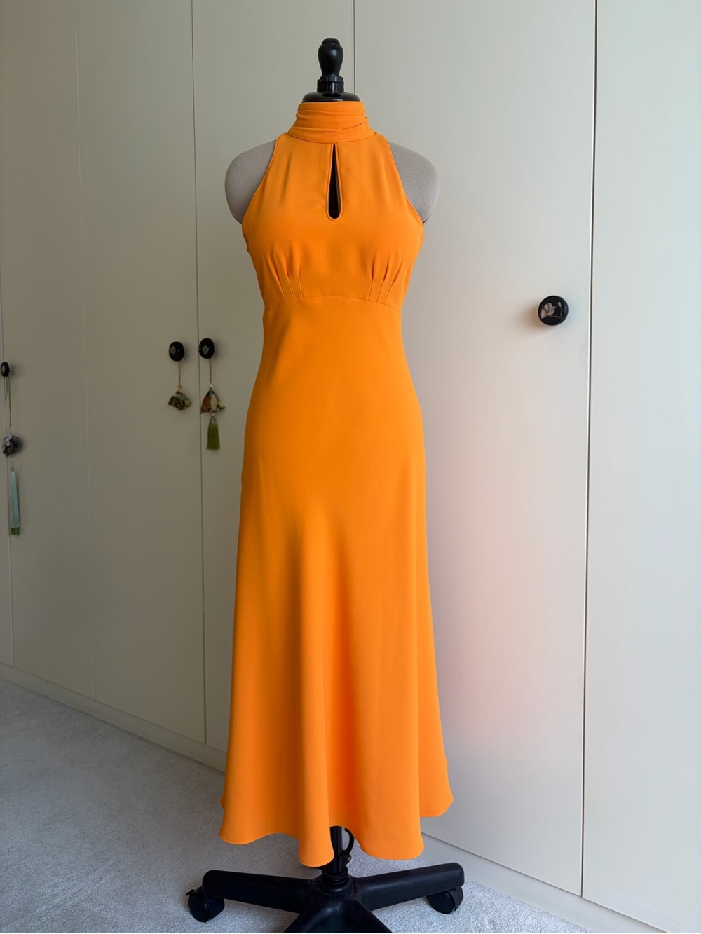 Karen Millen Vibrant Orange Halter-Neck Maxi Dress